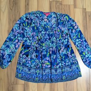 NWOT! Lilly Pulitzer Marilina Long Sleeve Tunic Blue Grotto Twilight Tropics XS
